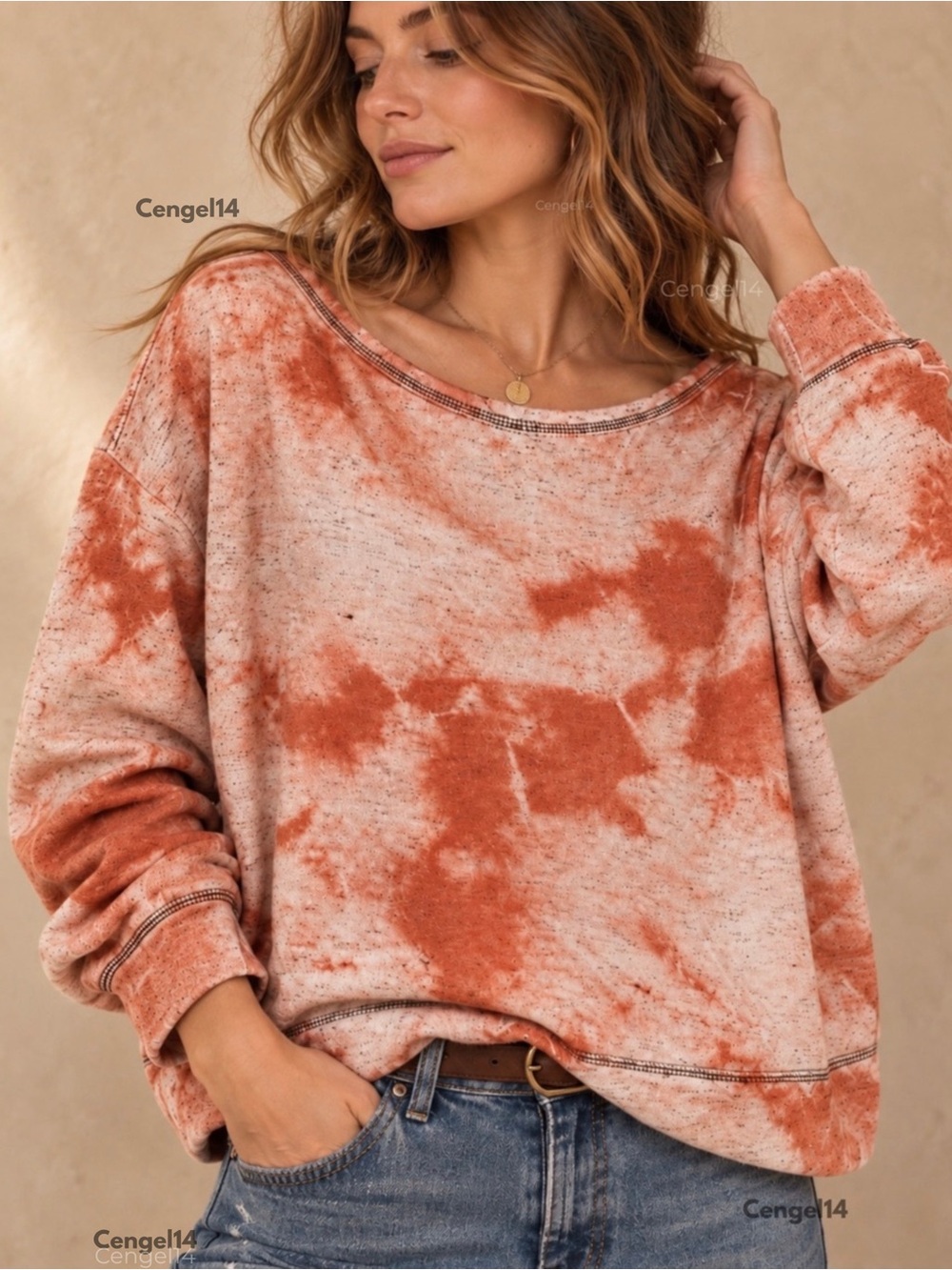 FP Movement Free People Tie Dye Cropped Sweatshirt Terracotta S NWOT